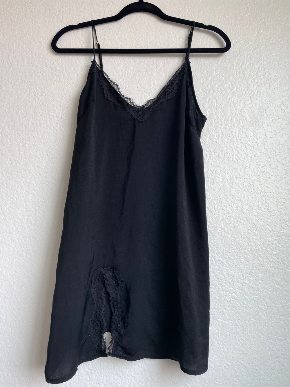 Urban Outfitters Black Lace-Trim Slip • Small